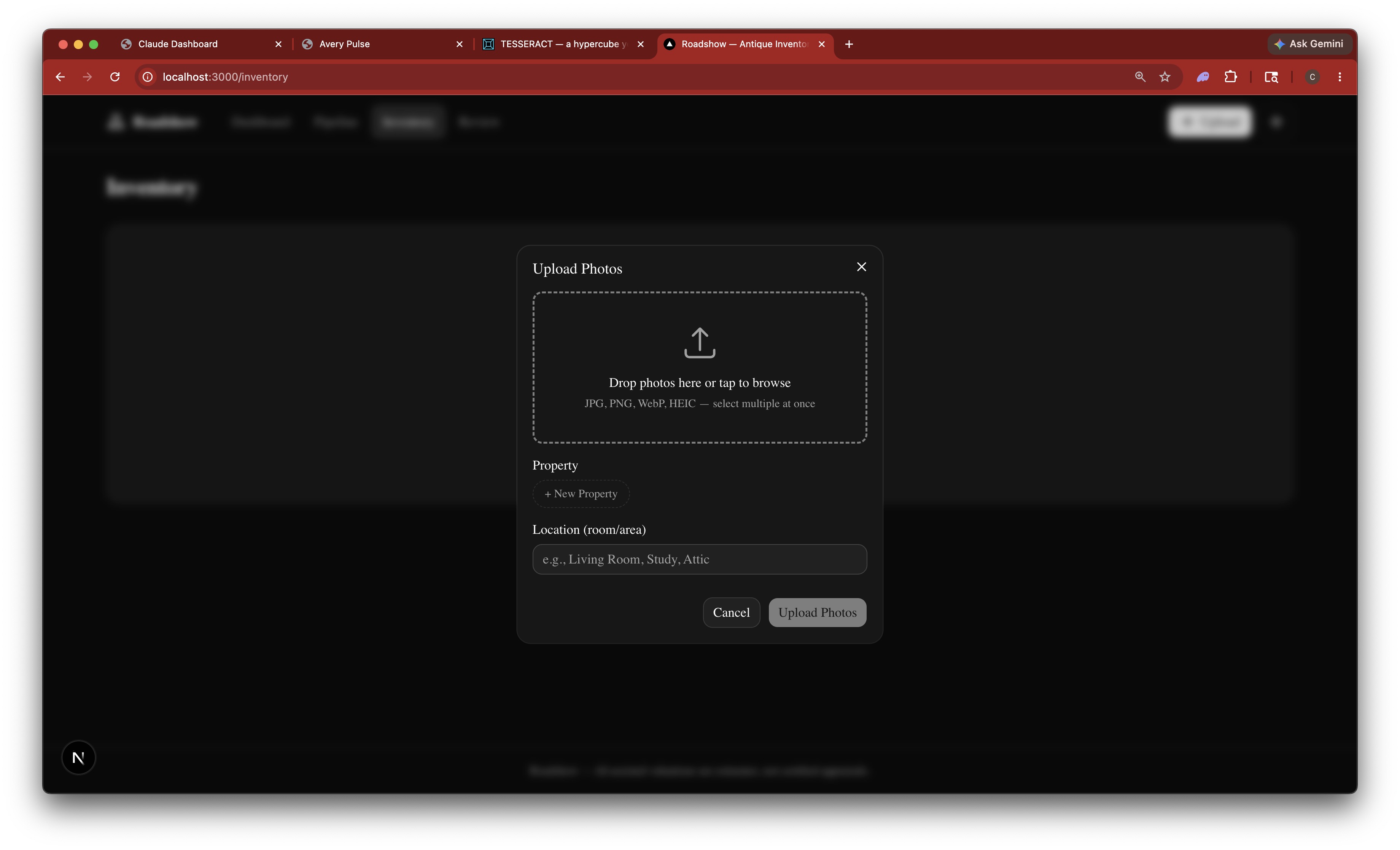 Upload dialog